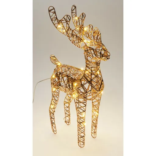 Ren de Crăciun luminos Champagne, 37 x 24 cm, 30micro LED, cu baterii, 24 cm