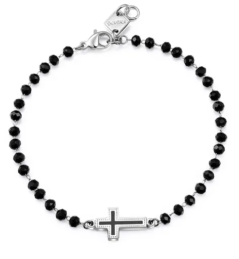 S'Agapõ Brățară din mărgele pentru bărbați cu cruce Charisma SHS12