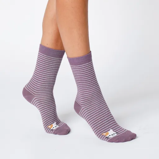 Set de 3 perechi de șosete cu dungi și imprimeu animal