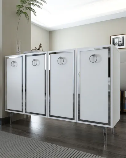 Consola, Hanah Home, 8162KM-1, 120x75x29.6 cm, PAL , Alb / Argintiu