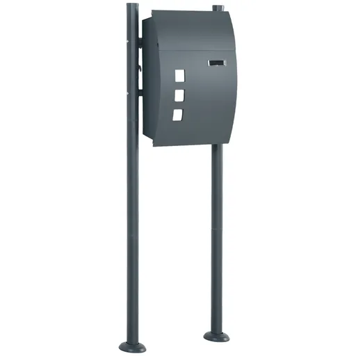 HOMCOM Cutie Poștală, Cutie pentru Corespondență, Blocabilă, Suportabilă, 2 Chei, Oțel, 44 cm x 15 cm x 114 cm, Gri Închis | Aosom Romania