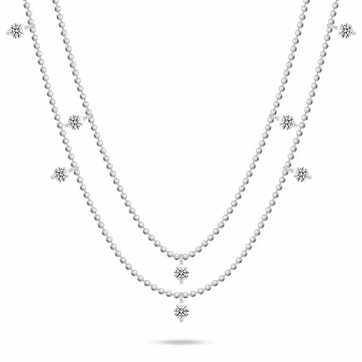 Brilio Silver Colier dublu din mărgele cu zirconiu cubic NCL187W