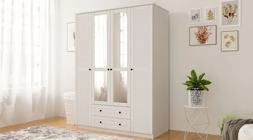 Dulap pentru haine, Hanah Home, Rb-063-02, 140x210x52 cm, Alb mat