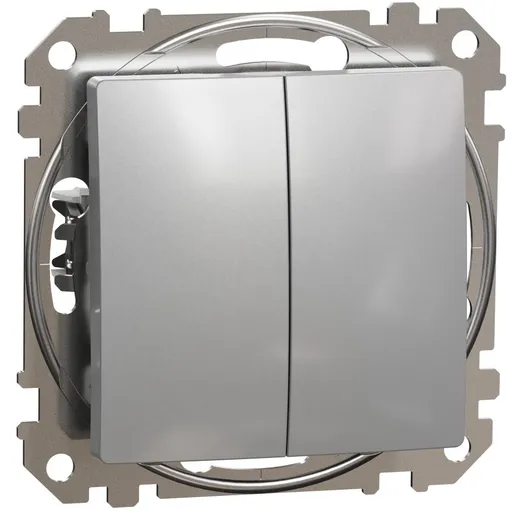Intrerupator dublu cap scara, Schneider, SDD113108, Sedna Design, aluminiu