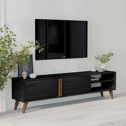 Comoda TV, Hanah Home, Benoit, 160x35x29.6 cm, Negru