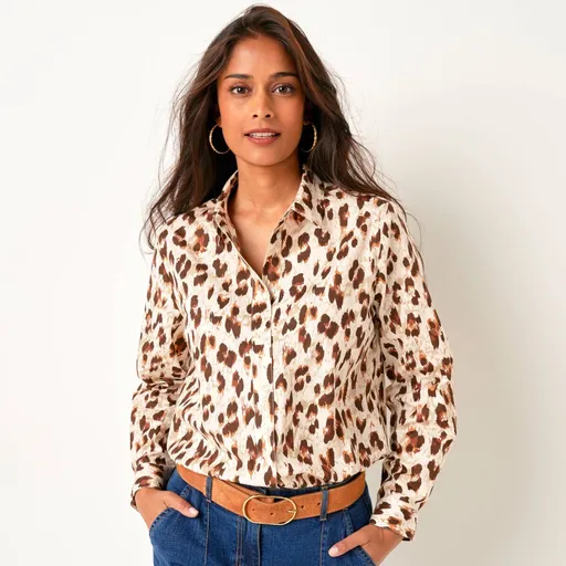 Bluză tip cămașă cu imprimeu leopard