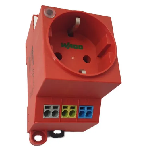 Priza pe sina DIN cu indicator de stare Led cu clema dubla push-in Wago 709-583, rosu