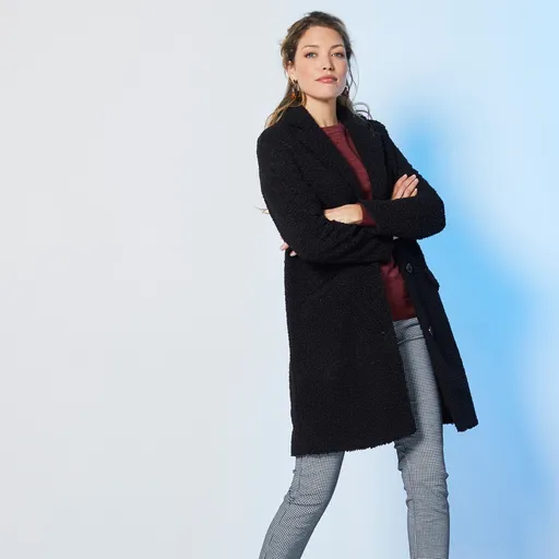 Palton Buklé cu guler lat, negru