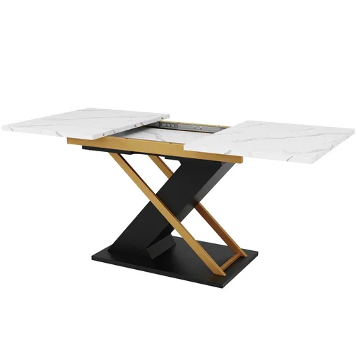 Masă extensibilă de dining, Alb+Negru | Aosom Romania