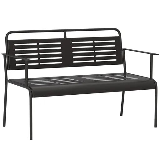 Outsunny -locuri bancă de grădină, rezistentă la intemperii bancă, rezistentă la apă mobilier de grădină cu spătar & Armlehnen 121 x 64 x 84cm, Negru