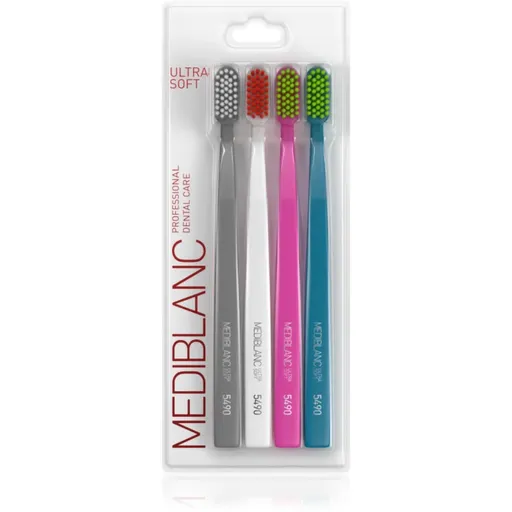MEDIBLANC 5490 Ultra Soft periuțe de dinți ultra moale Grey, White, Pink, Blue 4 buc