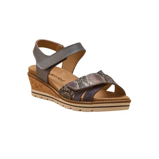 PÉDICONFORT - Sandale cu velcro, toc cu pană joasă