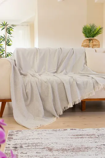 Cuvertura de pat, L'essentiel Maison, Woven Cozy, Gri