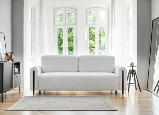 Canapea extensibila 3 locuri, ELTAP, SO-ARC-BL-03ROY, Arcadova, 244x97x97 cm, lemn/poliester, gri deschis/negru