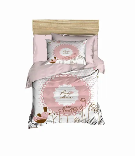 Lenjerie de pat pentru copii, L'essentiel Maison, PH117, Pudră / Alb / Roz