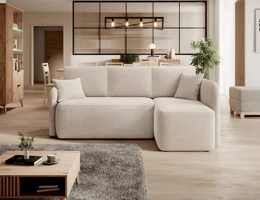 Coltar extensibil dreapta 3 locuri ELTAP, Hadson, 206x150x89 cm, lemn/poliester, bej deschis