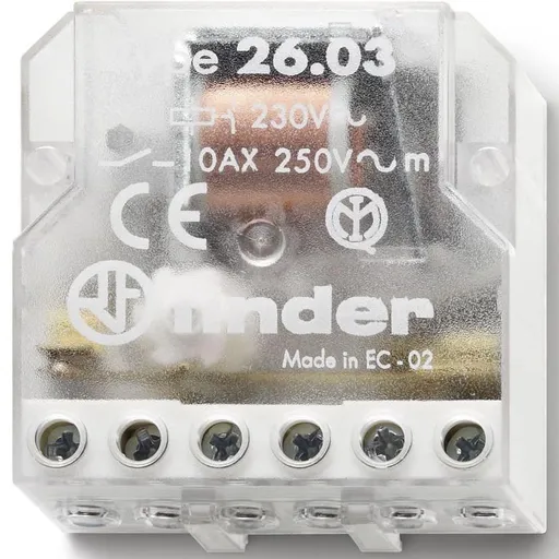 Releu pas cu pas, montare in doza, 2 secvente, alimentare 24VC.A., 1ND+1NI, 10A Finder 26.03.8.024.0.0.0.0
