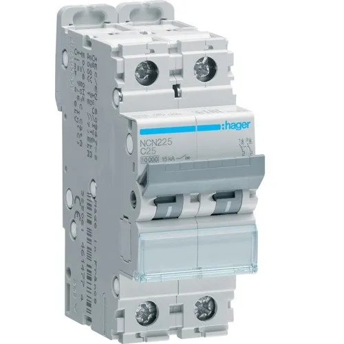 Siguranta automata Hager NCN225, 2P, 25A, 10kA, curba C