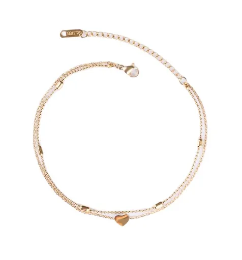 Emily Westwood Brățară de gleznă dublă din oțel placat cu aur Auralis EWA250356G