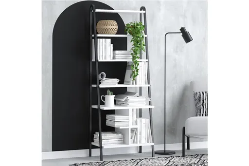 Corp biblioteca, Hanah Home, Bruno, 64x170x35 cm, Alb/Negru