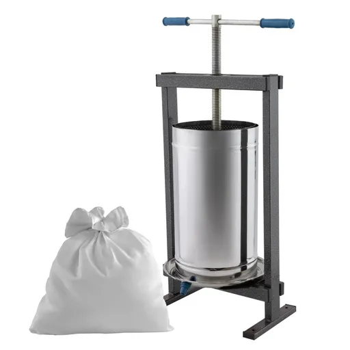 Teasc struguri inox VILEN 25L, cu ax filetat si tava colectare, presare manuala, uz gospodaresc, sac Colectare Inclus