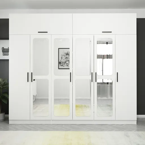 Dulap pentru haine, Hanah Home, Kale, 270x235x52 cm, Alb