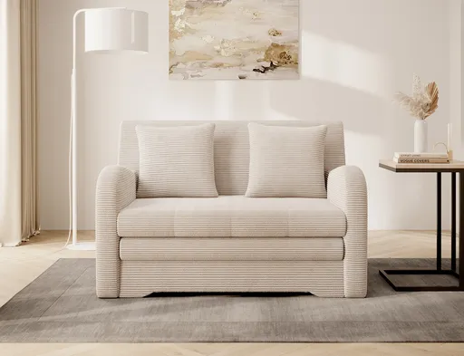 Canapea extensibila 2 locuri ELTAP, Ario, 130x103x85 cm, lemn/poliester, bej