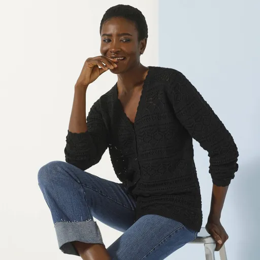 Pulover dantelat cu decolteu în V