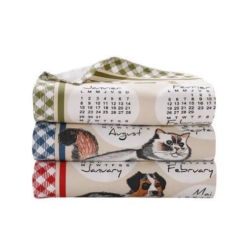 Set de 3 prosoape cu motive de calendar