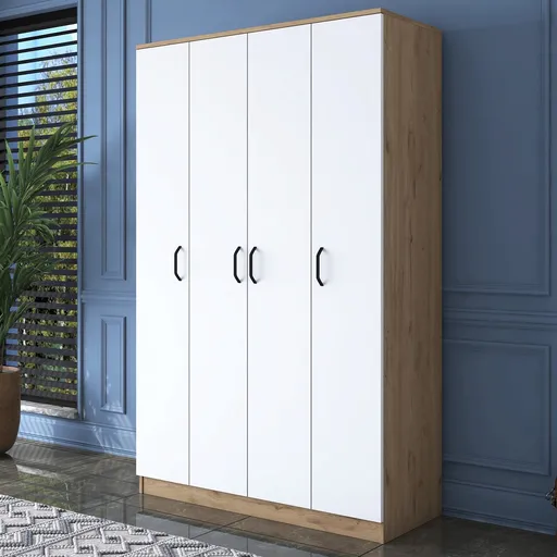 Dulap pentru haine, Hanah Home, BA116, 120x190.8x47.3 cm, Nuc/Alb