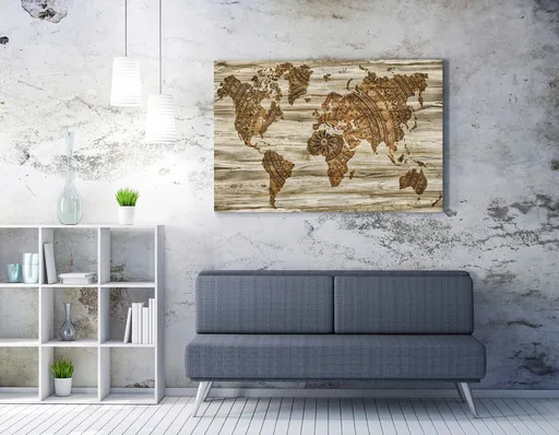 Tablou decorativ, WY102 (50 x 70), Lemn, Multicolor