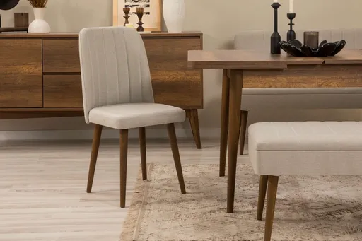 Scaun, Hanah Home, Vina 1005, 47x90x44 cm, PAL, Nuc / Albastru închis