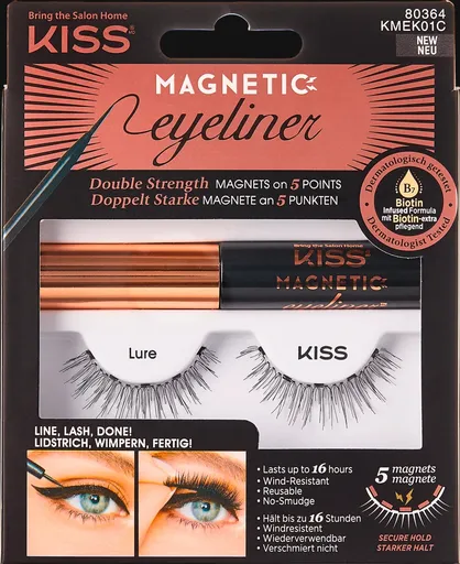 KISS Gene artificiale magnetice cu eyeliner 01 Lure (Magnetic Eyeliner & Lash Kit)