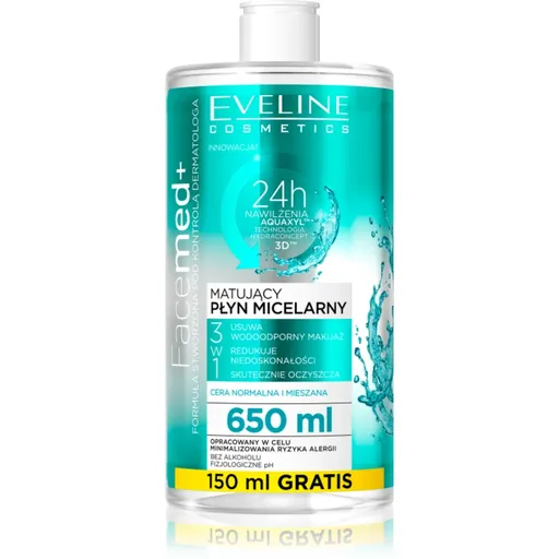 Eveline Cosmetics FaceMed+ apa micelara cu efect de matifiere 650 ml