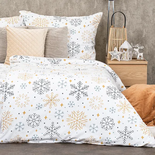 Lenjerie de pat din flanel 4Home Frostysnowflakes, 220 x 200 cm, 2 buc. 70 x 90 cm
