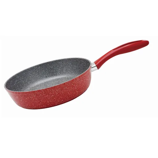 Tigaie adanca Oliver Voltz OV54419A24D, 24 cm, 4 mm, Acoperire cu marmura, Inductie, Rosu