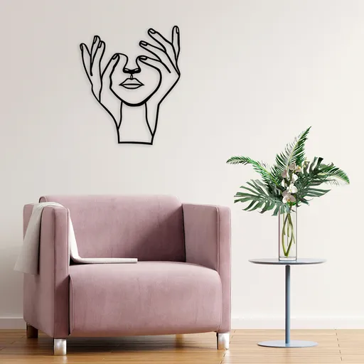 Decoratiune de perete, Hand Face, Dimensiune: 70 x 86 cm, Negru