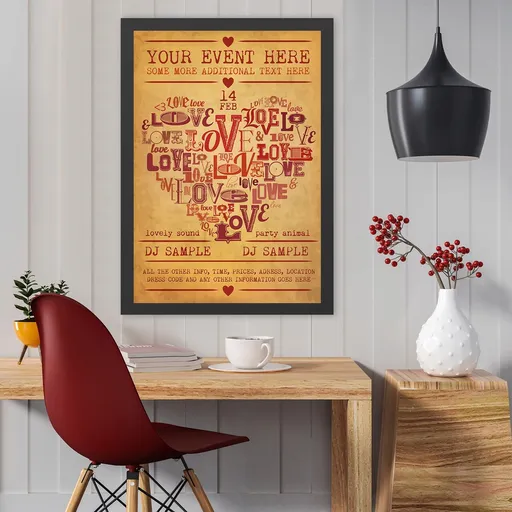 Tablou decorativ, Love 14 Feb (55 x 75), Polistiren, Multicolor