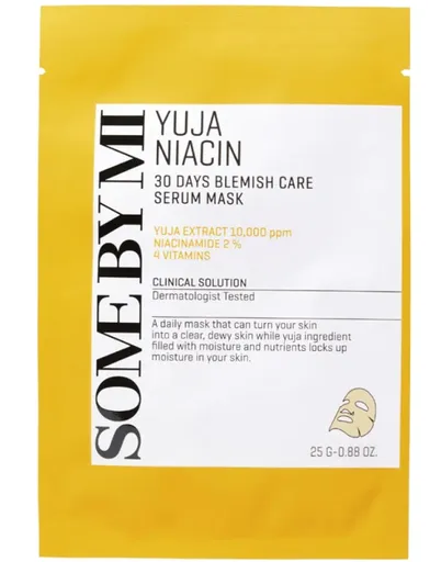 Some By Mi Mască facială pentru pielea ternă Yuja Niacin (30 Days Blemish Care Serum Mask) 25 g