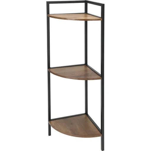 Dulap metalic de colț 3 rafturi MDF, 23,5 x 23,5 x76 cm