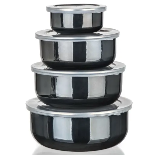 Set de boluri emailate Banquet METALLIC Black, 8bucăți