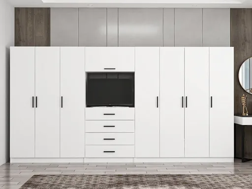 Dulap pentru haine, Hanah Home, Minar Kale, 405x210x52 cm, Alb