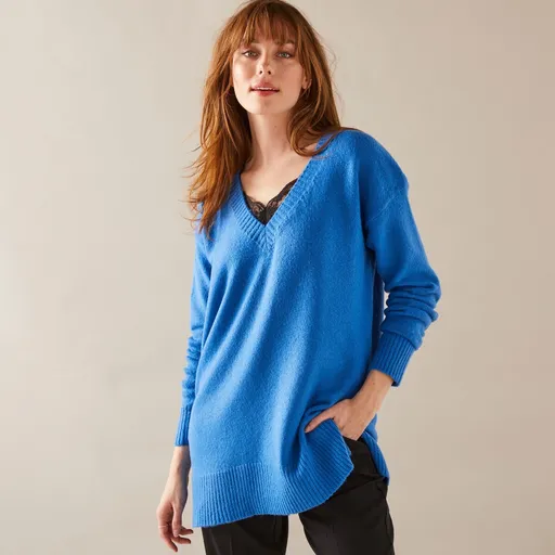 Pulover tunică cu decolteu în V