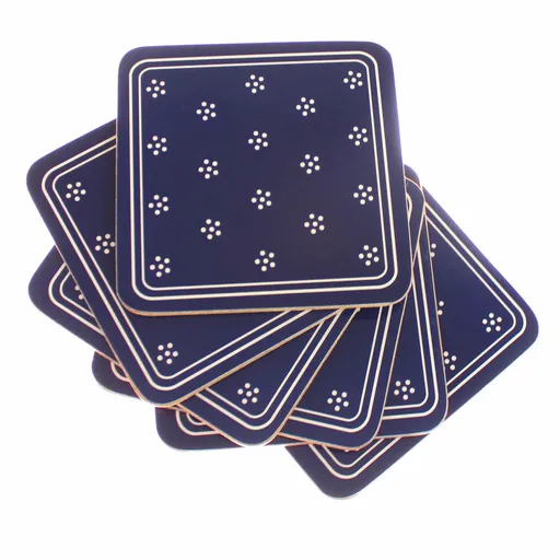 Suport canp din plută Flori albastru, 10 x 10 cm, set de 6 buc., albastru