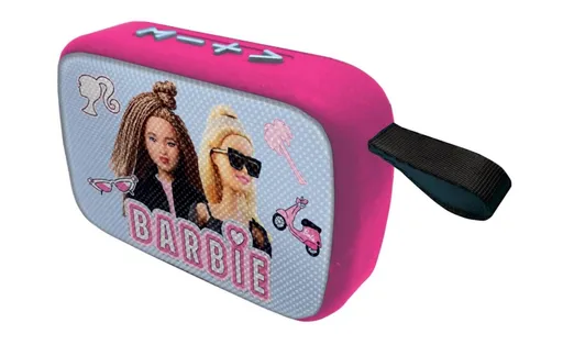 Boxa portabila pentru copii Barbie, LEXIBOOK, 11.7x3.8x7.8 cm, textil/silicon, roz