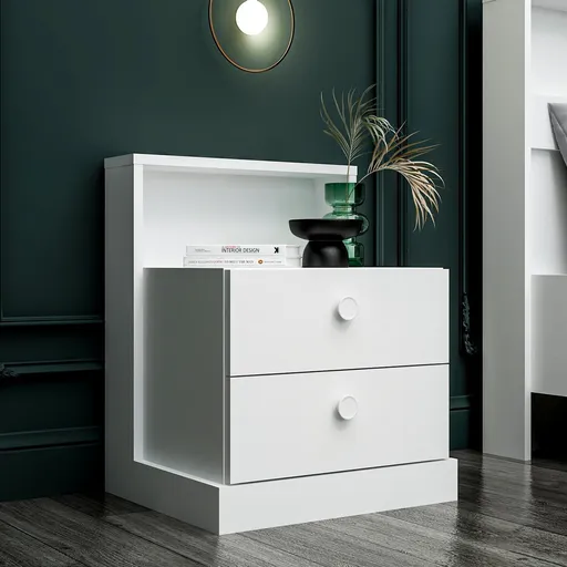 Noptiera, Hanah Home, Life, 49x62x42 cm, Alb