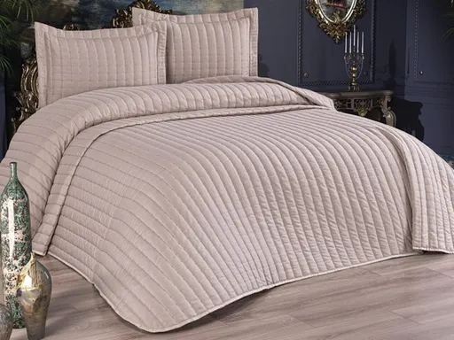 Set cuvertura de pat dubla 3 piese, L'essentiel Maison, Dublin, Cappuccino