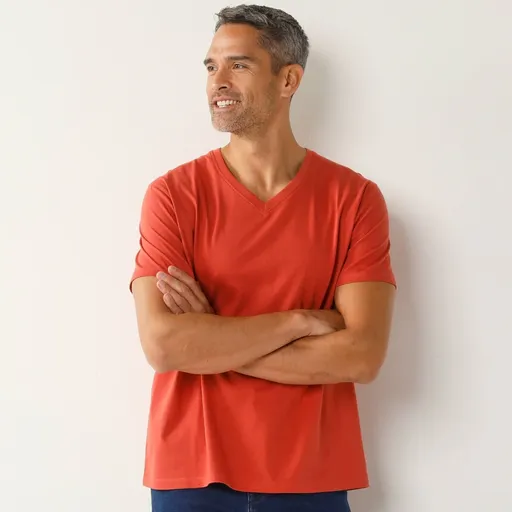 Set de 3 tricouri cu decolteu în V, cu mâneci scurte