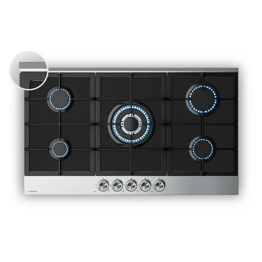 Klarstein Plită pe gaz Verosteel, 5 arzătoare, aprindere electrică, compatibilă cu gaz natural și GPL, 10400W, 90 cm