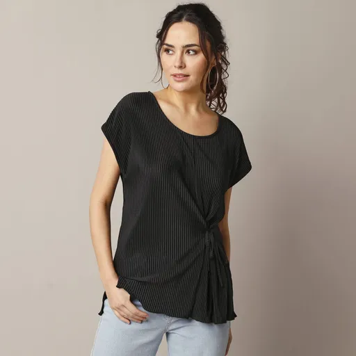 Cămașă tunică, tricot strălucitor plisat